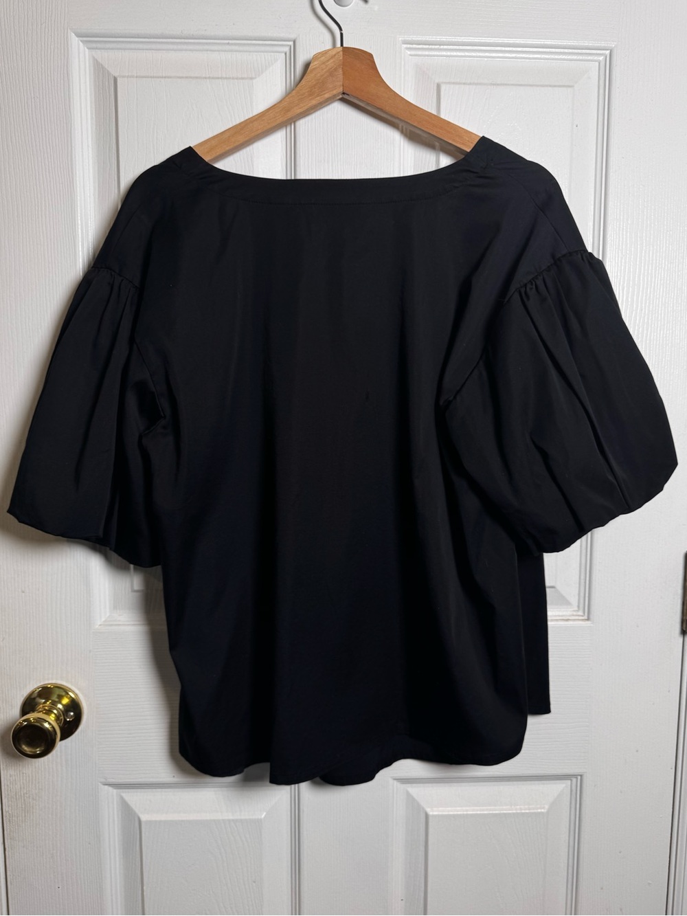 Elizabeth and James Black Puff Sleeve Tie Front Blouse Top Large Boho Romantic - Picture 7 of 7